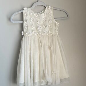 Popatu Ivory Floral Appliqué Tulle Dress